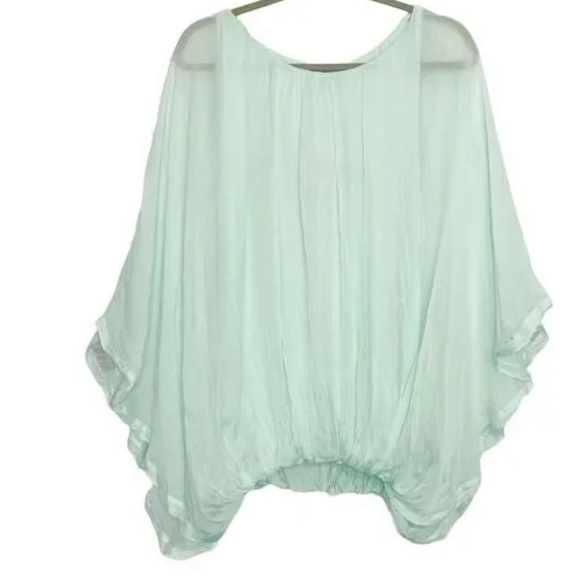 Giulia Silk Drape Embroidered back drape blouse with built in tank. - Picture 3 of 10